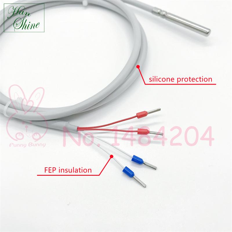 Pt100 / PT1000 Class A Temperature Sensor -50 ~ 260°C 6mm * 50mm Resistant Probe 4 Wire 1.5m Silicone Cable Waterproof Oil Proof