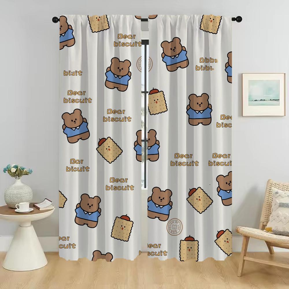 Bear Window Curtain for Room 2 Panel Curtains for Bedroom Halloween Decoration Home Interior Curtains Shades Partition Living