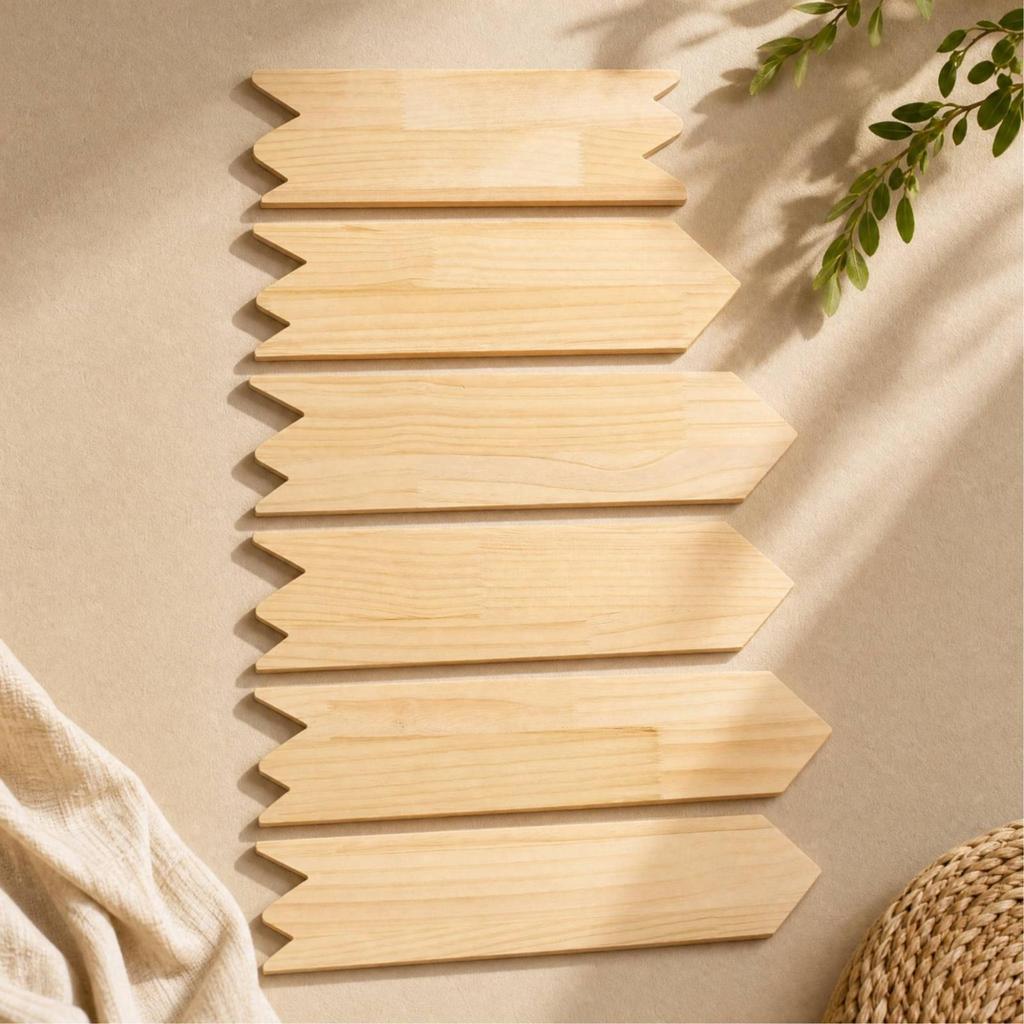 6 Pieces Arrow-Shaped Wall Plaque Decorative Wood Arrow Long-Lasting