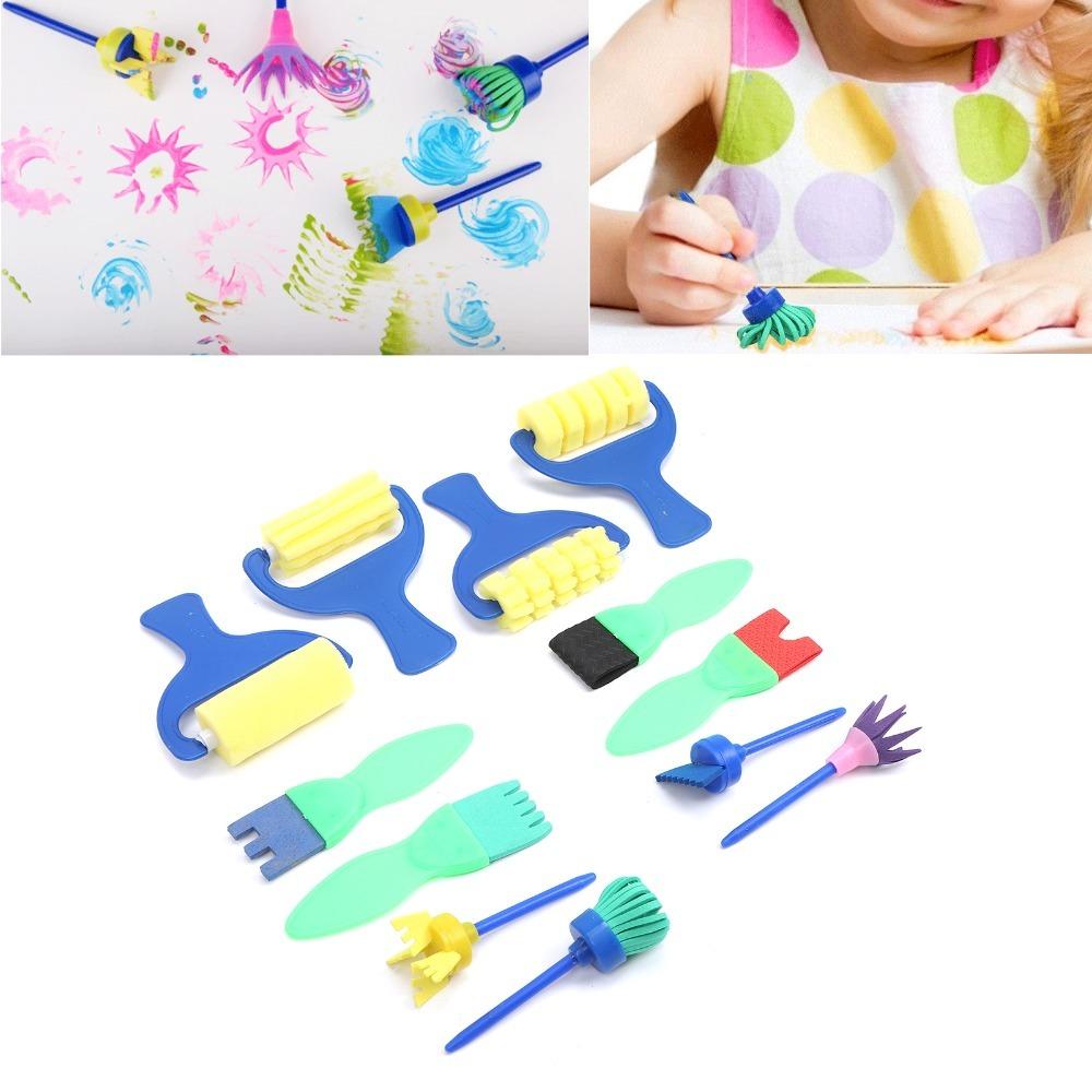 12PCS Roller & Stamp Combo Painting Sponge Brush Gentle Texture DIY Drawing Tools Handmade Painting