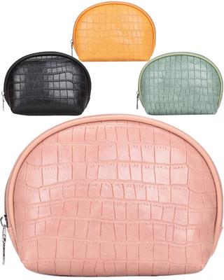 Pearpark Leather Makeup Makeup Cosmetic Luxury Round Pouch Pouch, Compact, Cute, Pouch, Storage, Simple, Beautiful, Elegant, Portable, Lightweight,