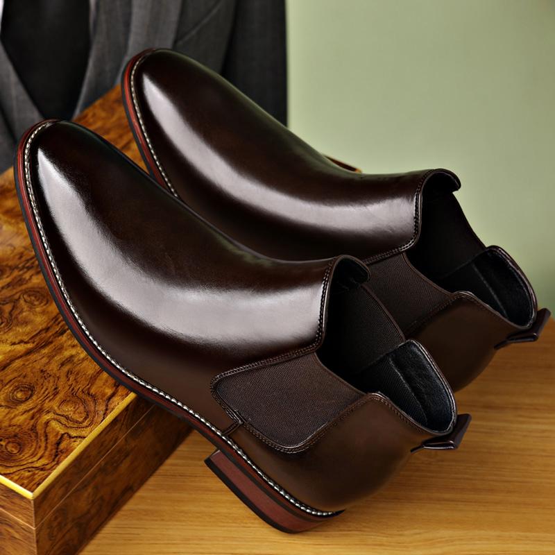 Fashion Men's Classic Retro Chelsea Boots Mens Fashion Ankle Boot Men British Style Leather Short Boots High-top Casual Shoes 25873