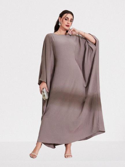 

Модное и элегантное женское платье с рукавами «летучая мышь» и круглым вырезом One size