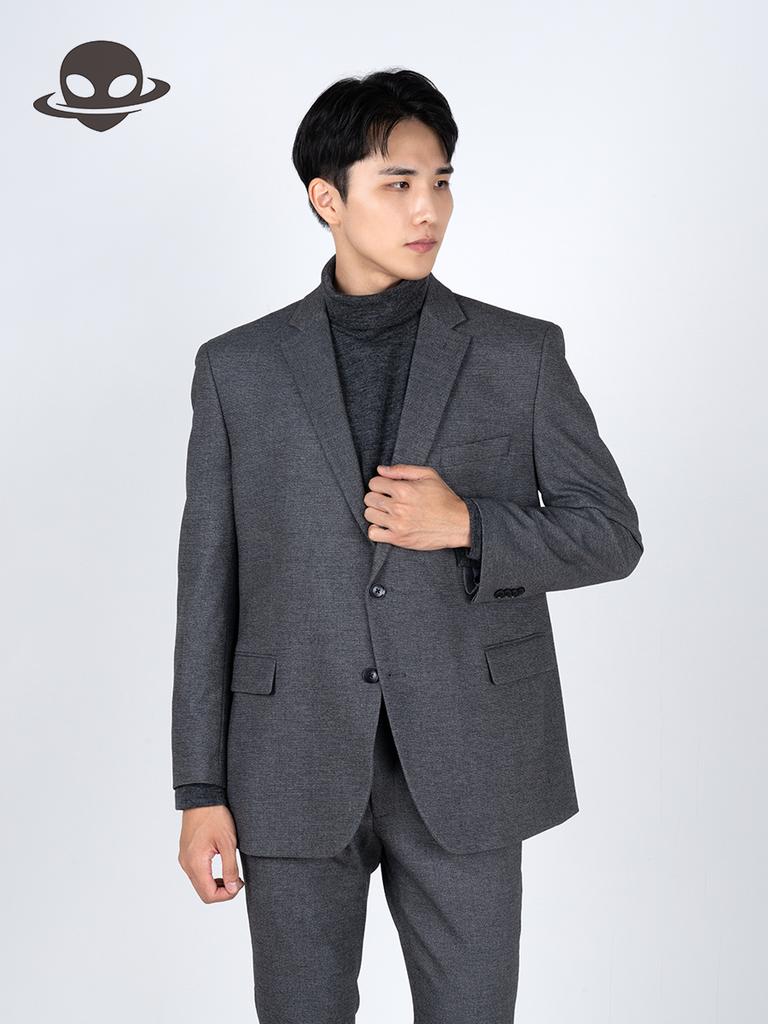 Comspace1980 Basic Check Single Blazer Gray