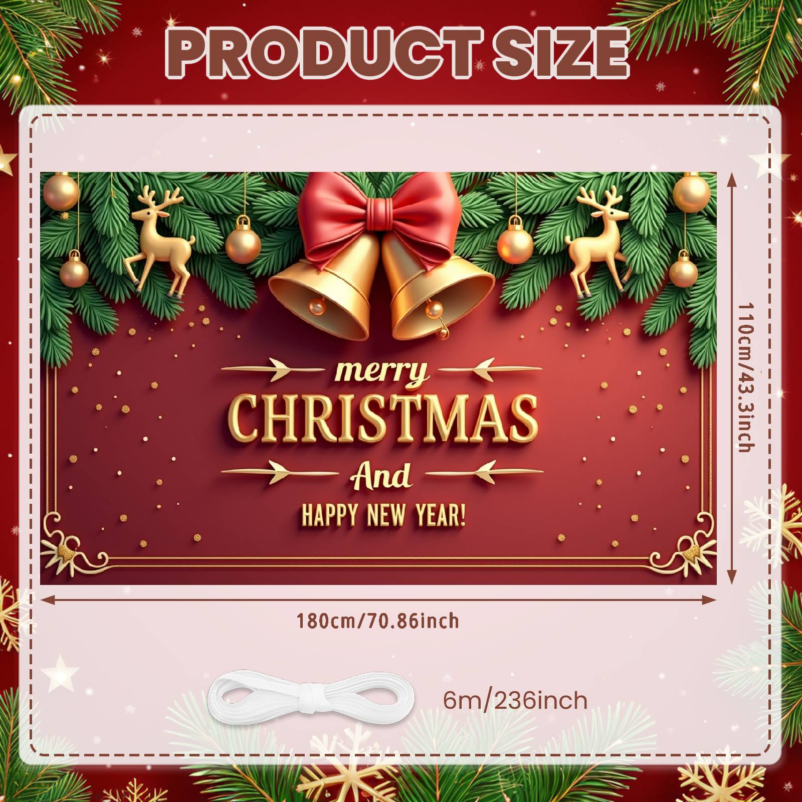 

Noel Backdrop Classic Holiday Festive Background Xmas Display Pine Tree Design Christmas Banner For Office Event New Year Family
