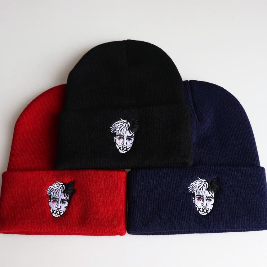 Europe and America xxxtentacion American rapper embroidered knitted hat, autumn and winter ski hat, pullover hat, wool hat