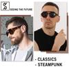 Exclusive Gothic Motorcycle Sunglasses Retro Round Sunglasses Side Shield Retro Steam Punk Glasses for Gentlemen [SHEEN KELLY] [Amazon Brand]