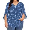 Women's Prined V-neck Plus Size Tops 3/4 Sleeves Elegant Shirt Tops