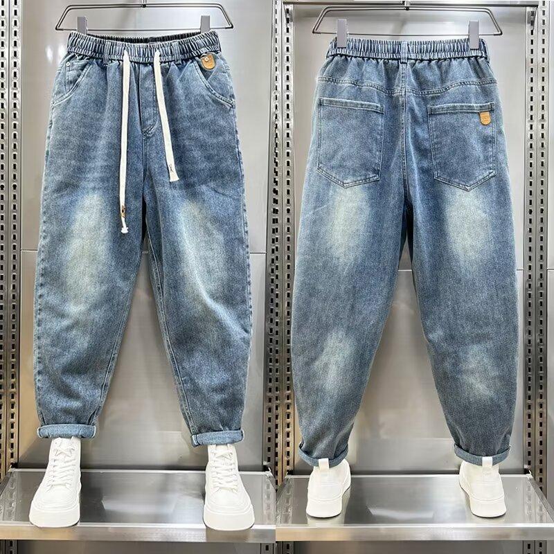 Blue jeans summer men's new loose casual pants fashion straight versatile Harlan nine-point pants