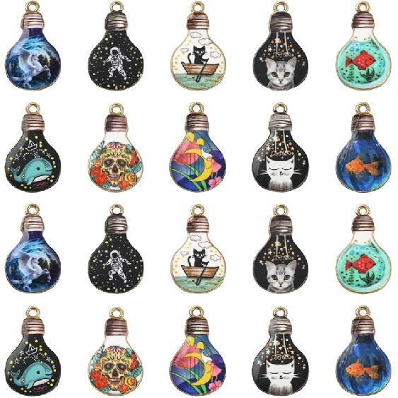 KitBeads 40pcs Enamel Rabbit Charms Mixed Styles Easter Bunny Charms Flower Printed Animal Bunny Rabbit Charms for Jewelry Making Bulk