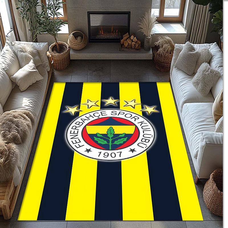 fenerbahce Printed Crystal Velvet Area Rug, Soft Anti-Slip Water Absorbent Floor Mat for Living Room Bedroom