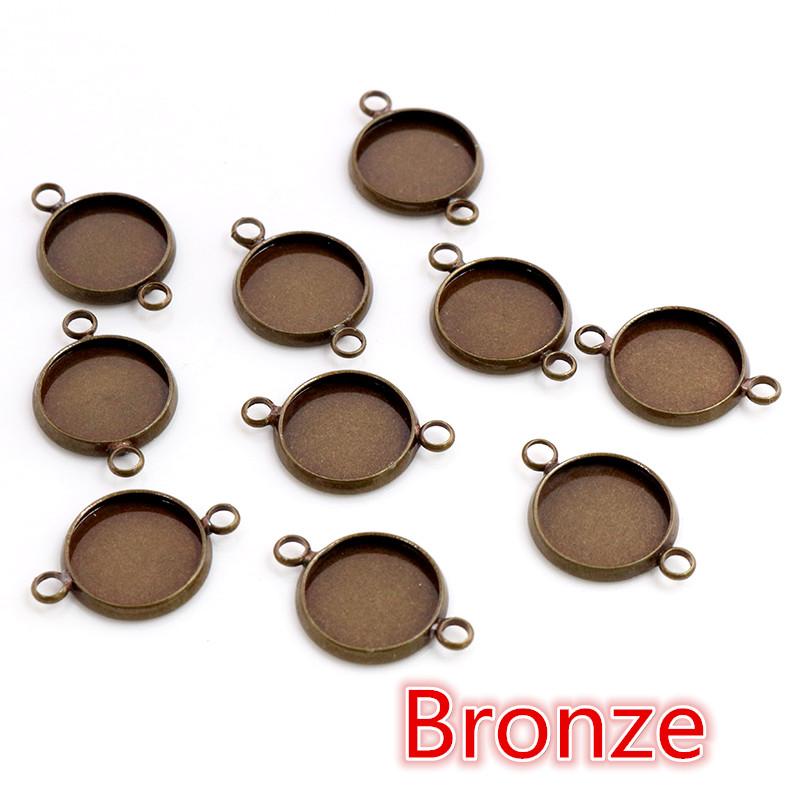 

High Quality Two Loops Style Iron Material 10-25mm Inner Size 7 Colors Cabochon Base Cameo Setting Charms Pendant 10mm x 20pcs бронзовый