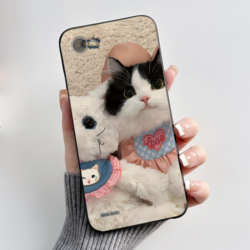 Cute Case For LG Q6 Fundas LG G6 Mini Capa Coque Printing Shell Protective Cover Soft Silicone Cartoon Black Casing