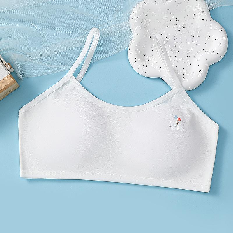 Girls' Pure Cotton Fixed Cup Bandeau Vest - Breathable Youth Bra for High School Students