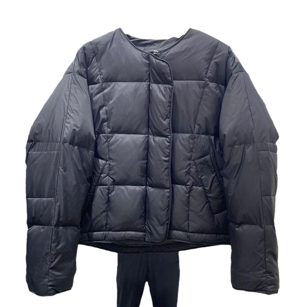 2025 Spring Women's Slimming Round Neck Short Down Jacket - Trendy, Warm Long Sleeve Outerwear