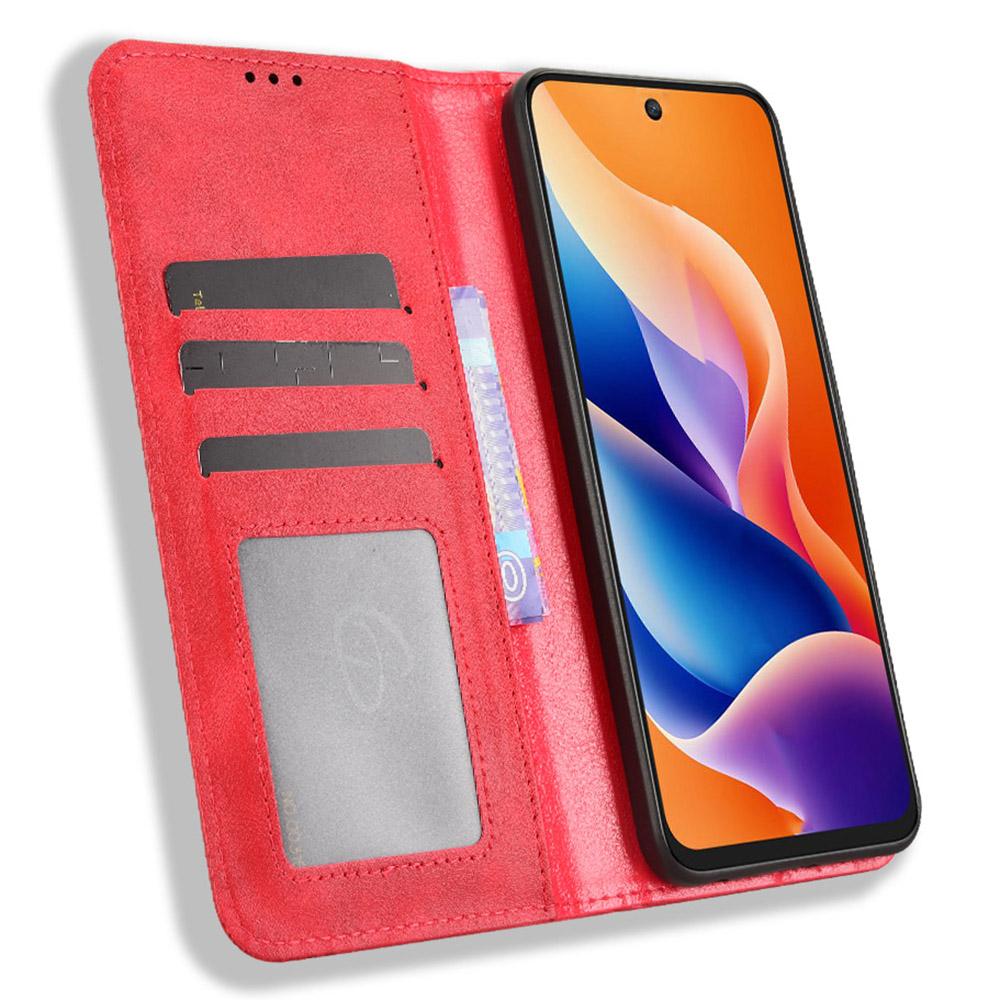 Für TCL 605 4G/60 SE Lederhülle Brieftasche Ständer Retro Textur Handyhülle