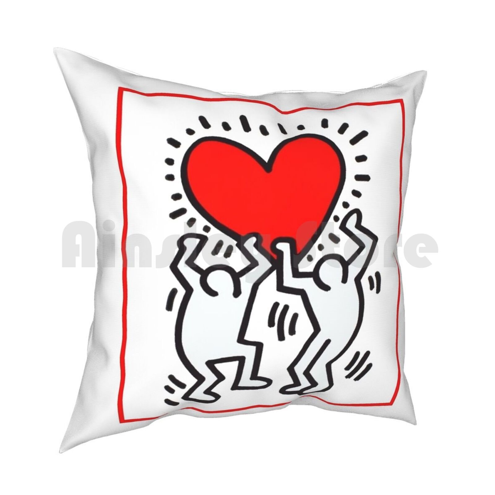 

Pillow Case Printed Home Soft DIY Pillow Cover Heart Love Dancing Doodles Dancingheart 30cmx30cm