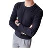 Men's Slim Fit Dark Striped Long-Sleeve Crew Neck T-Shirt
