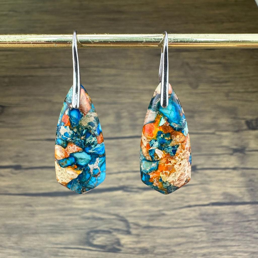 BLINGBAY Women's Pendant Hot Selling Colorful Imperial Stone Drop Shape Pendant Earrings Bosnia Vintage Multicolor Earrings Girls Jewelry Gifts