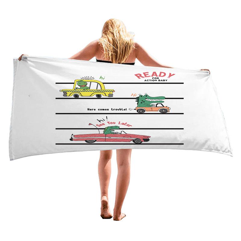 

Cartoon car design digital-printed polyester Superfine fiber double-sided fleece Beach vacation bath towel, beach towel W40*H60(CM)