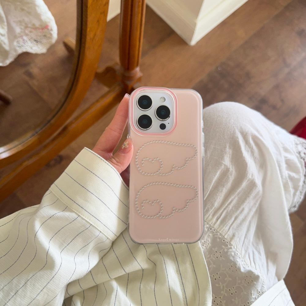 

Ins Style Dots Wings Phone Case for Samsung Galaxy S26 S25 S24 S23 S22 S21 FE Ultra Plus 4G 5G Feather Texture Back Cover Samsung S20 FE