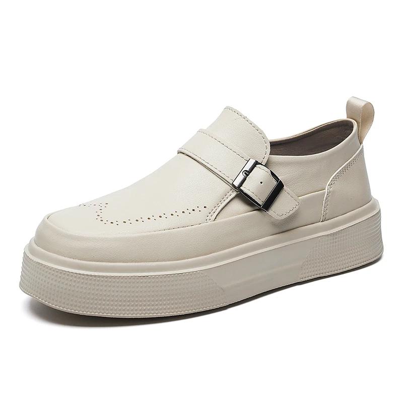 

Fashion Fashion Casual Leather Shoes For Men Thick Bottom Walking Loafers British Style Comfy Outdoor Slip-on Lightweight Driving Shoes 44