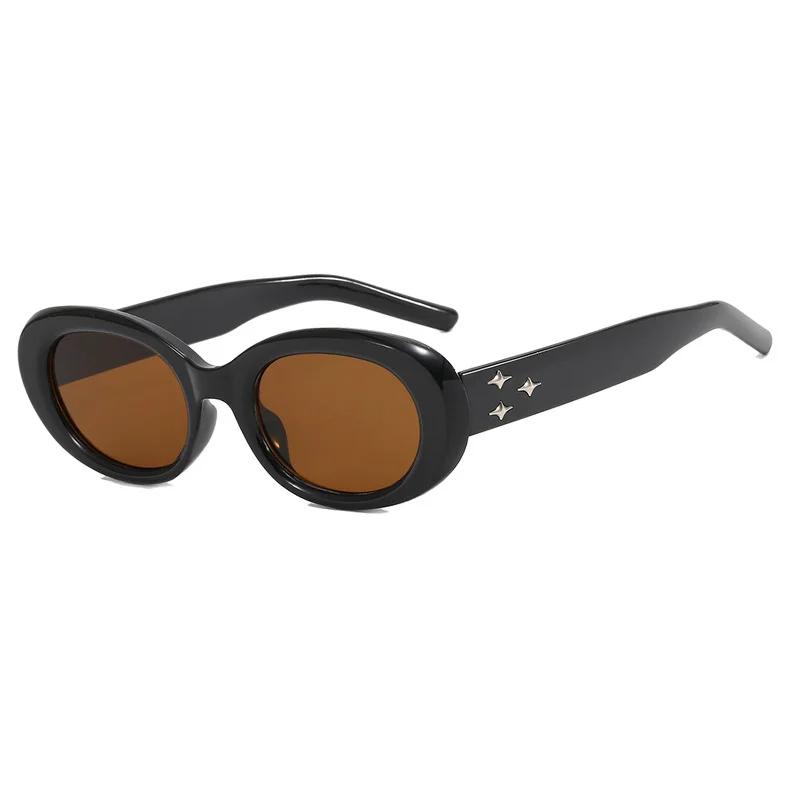 Owalne Okulary Przeciwsłoneczne Dla Mężczyzn Kobiet Moda Retro Design z Nitami Ryżowymi Odcienie Okulary Damskie Cukierkowy Kolor Gogle Wędkarskie Okulary Przeciwsłoneczne