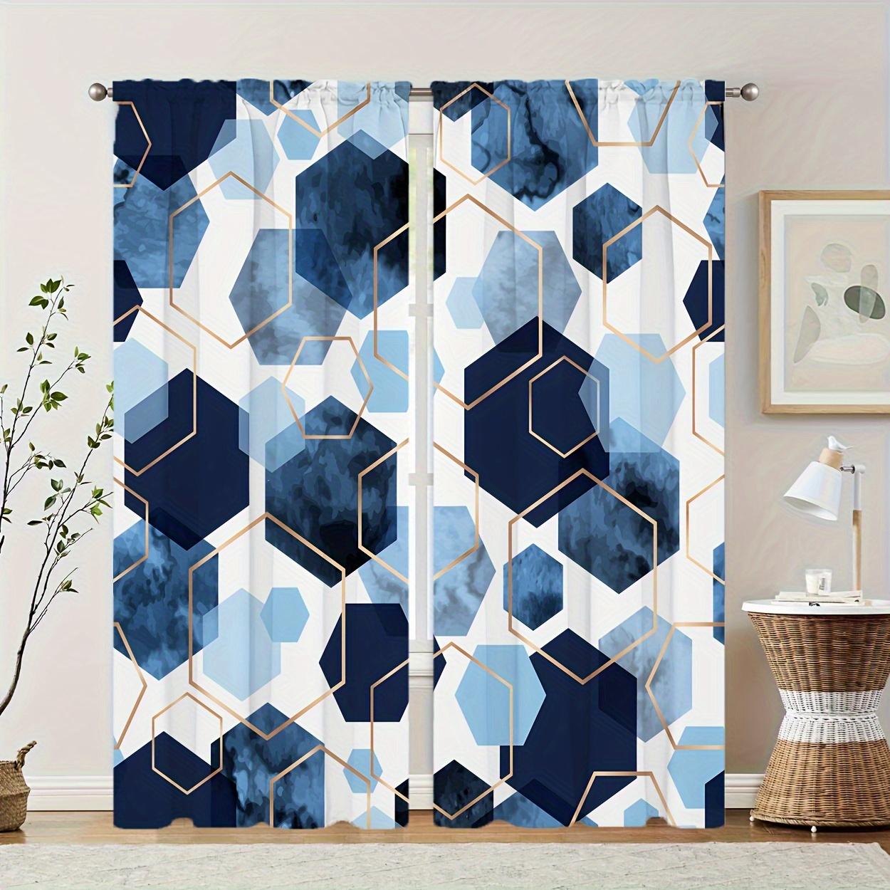 

Элегантные шторы с абстрактным геометрическим принтом в винтажном стиле, простые в уходе, для декора гостиной, спальни, полиэстер, дизайн с кулиской Milled cotton fabric&Rod Pocket