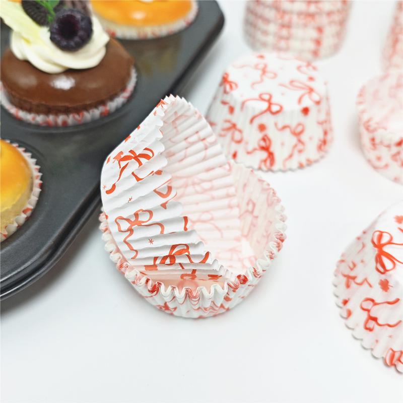 Paper Baking Cups 100PCS Bow Cake Cups Cupcake Molds Holder for Muffin Homemade Cake Events