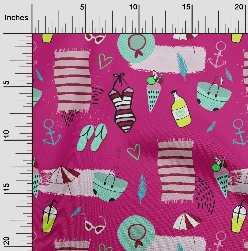 oneOone Cotton Flex Fuschia Pink Fabric Summer Beach Diy Clothing Quilting Fabric Print Fabric By Yard 40 Inch