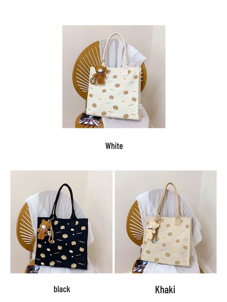 Korean Lazy Style Large Canvas Tote Bag - Fashionable, Versatile, High-End Women's Commuter Shoulder Bag