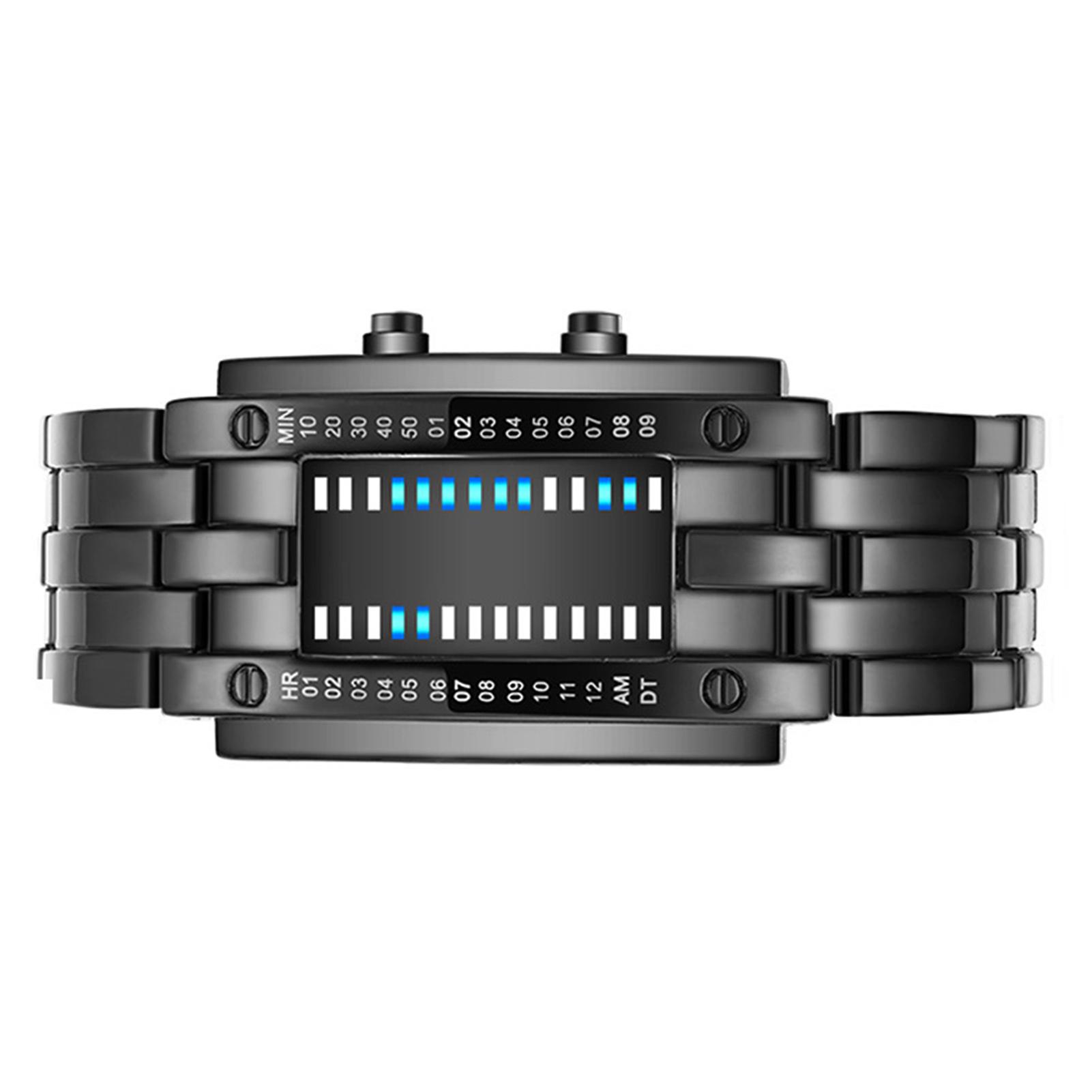 

Бинарные матричные синие светодиодные цифровые часы для мужчин и женщин Классические модные будущие технологии Бинарные часы