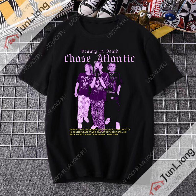 Band CHASE ATLANTIC Tour 2025 Tshirt Summer Shortsleeved Mens Tshirt The hiphop rock and gothic style clothing of the fans