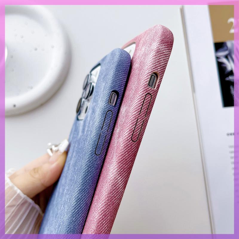 Applicable to Apple 16 mobile phone case 14promax canvas denim 15iPhone13 Internet celebrity 12 anti-drop 11 male case