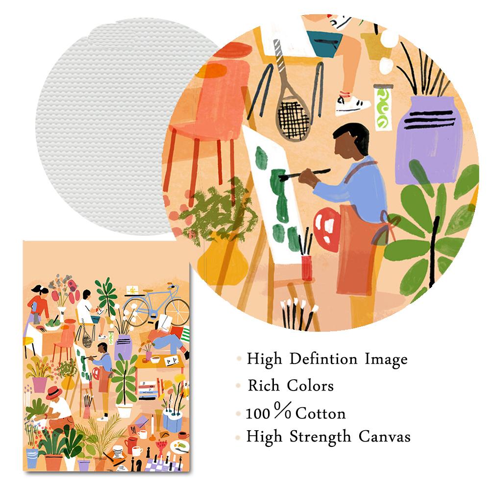 Flower Market Vases Wall Art Canvas Painting Coffee Pot Moka Posters Prints Botanical Wall Pictures For Living Room Home Decor