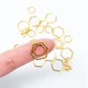 AEE4-Hexagon Bee Pendants Knitting Stitch Markers Gold Color Crochet Locking Needle Clip Knitting Tools Sewing Supplies