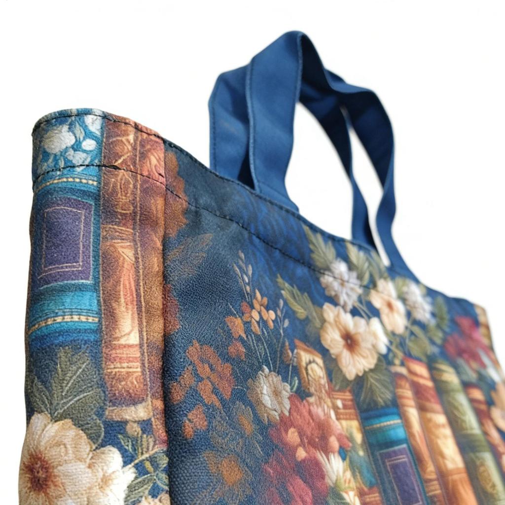 Quilted Tote Bag for Women Book Floral Design Purse Vintage Shoulder Bag for Women for Teacher Students School College Work