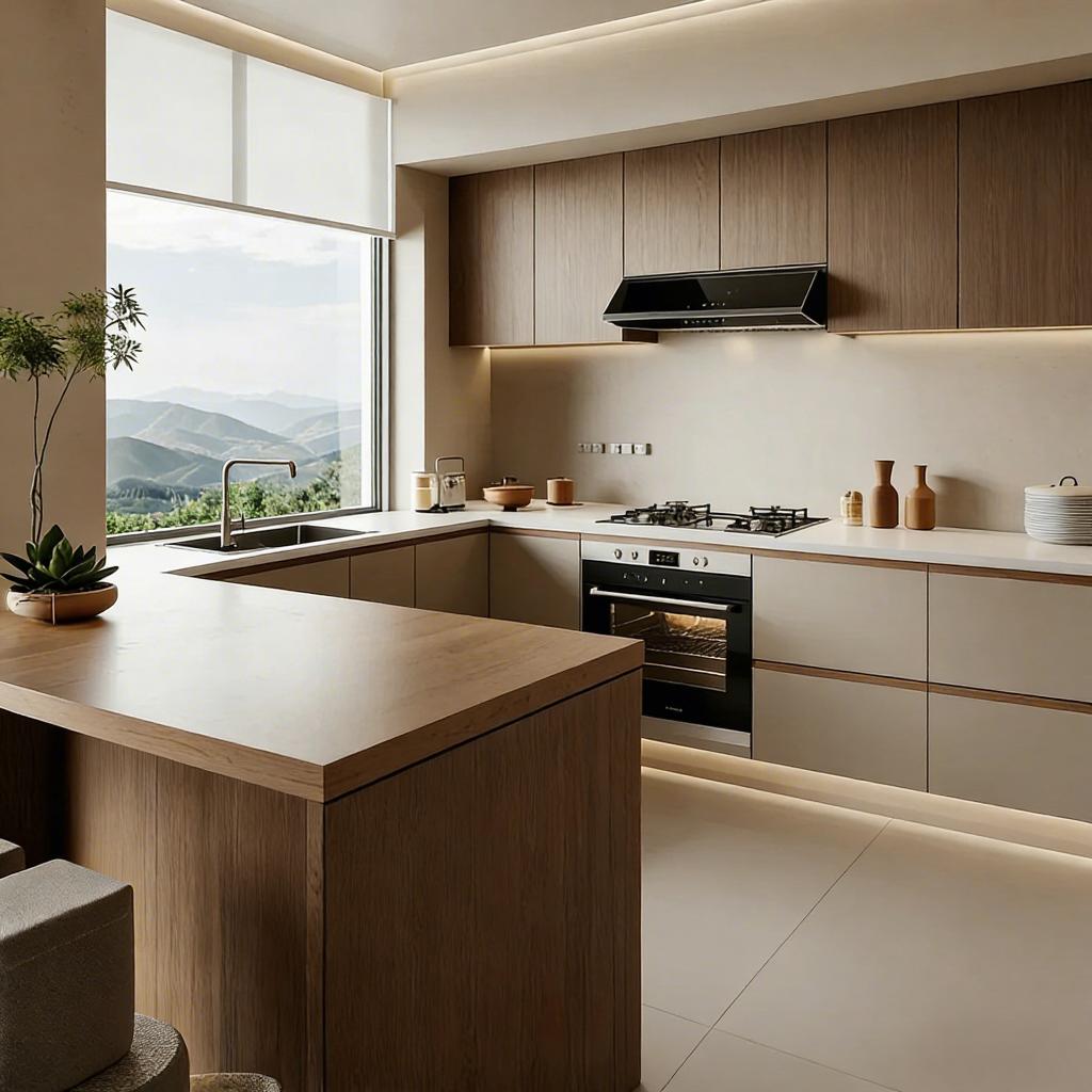 Conjunto Completo de Armarios de Cocina Personalizados Resistente al Agua Ecológico Moderno Diseño de Fábrica Enfocado Soluciones de Almacenamiento Personalizadas Armarios