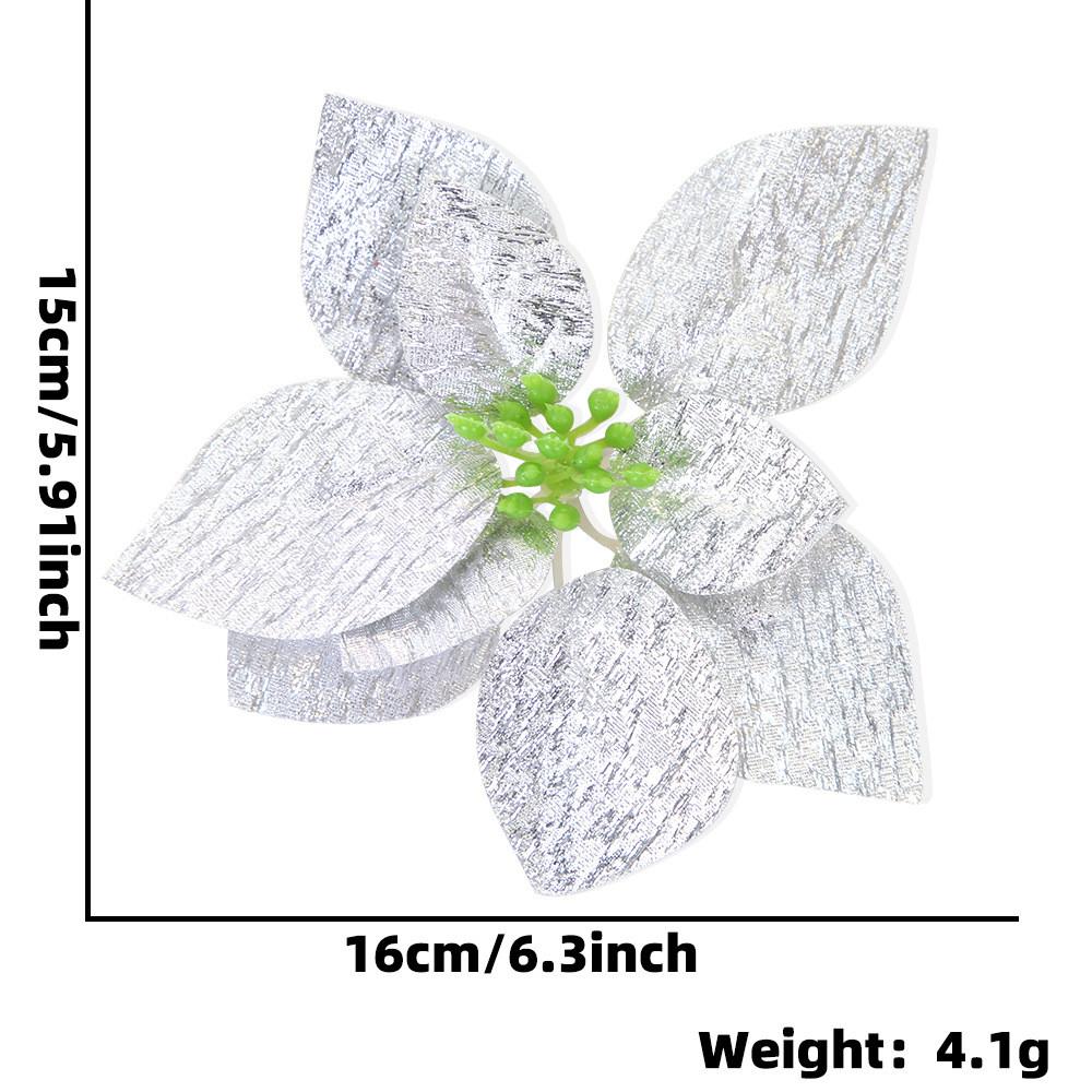 

16см Роскошные Пластиковые Рождественские Цветы в Европейском Стиле Для Красивого Праздничного Украшения Вечеринка серебряный