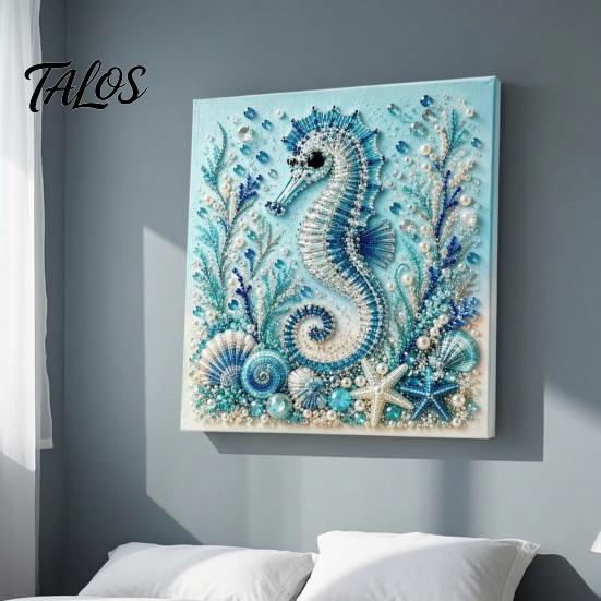 DIY Faux Pearl Painting Kit Ocean Kit, Marine Life 3D Art Coastal Wall Decor Sea Turtle Fish Picture Craft Set for Adults, Home Beach House
