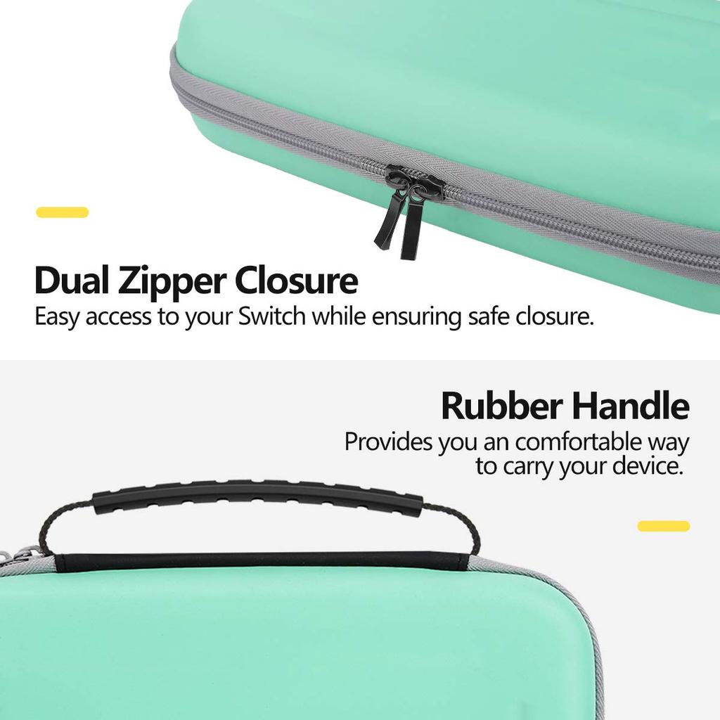 ATiC Nintendo Switch Lite Transport Depozitare EVA Full Capacitate Switch Lite și 10 Jocuri Ușor la Carcasă Turcoaz, Carcasă, Geantă, Material, Rezistent la șocuri, Protecție,