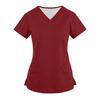 Women's Fashionable Loose-Fit Short-Sleeve V-Neck Pocket Blouse With Slit