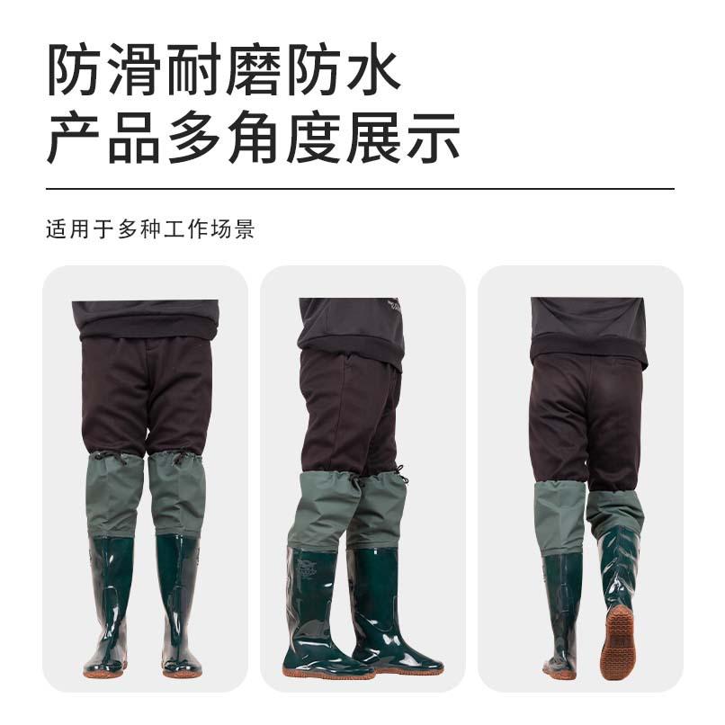 Launching Rain Shoes Water Boots Waterproof, Wear-resistant and Non-slip Fishing Over Knee Soft Sole Cloth Half Body Wading Shoes