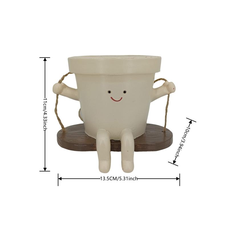 

Качающийся цветочный горшок из смолы, горшок для цветов с изображением улыбающегося лица, креативное настенное кашпо для комнатных растений, садовые принадлежности