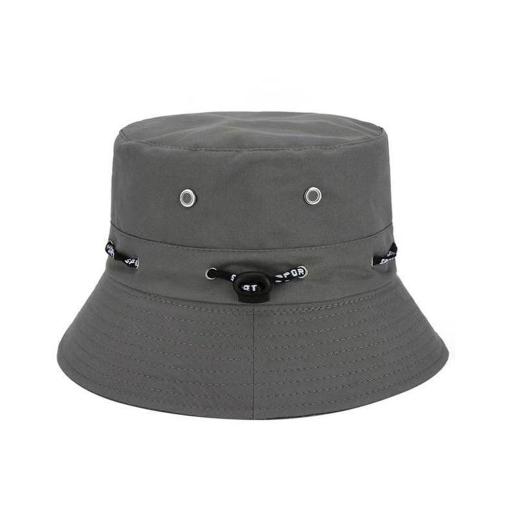 

Outdoor Sunscreen Beach Cap Foldable Cotton Basin Hat Solid Color Bucket Hat Air Hole Stringing Fisherman Cap Women Men Hat One Size сірий