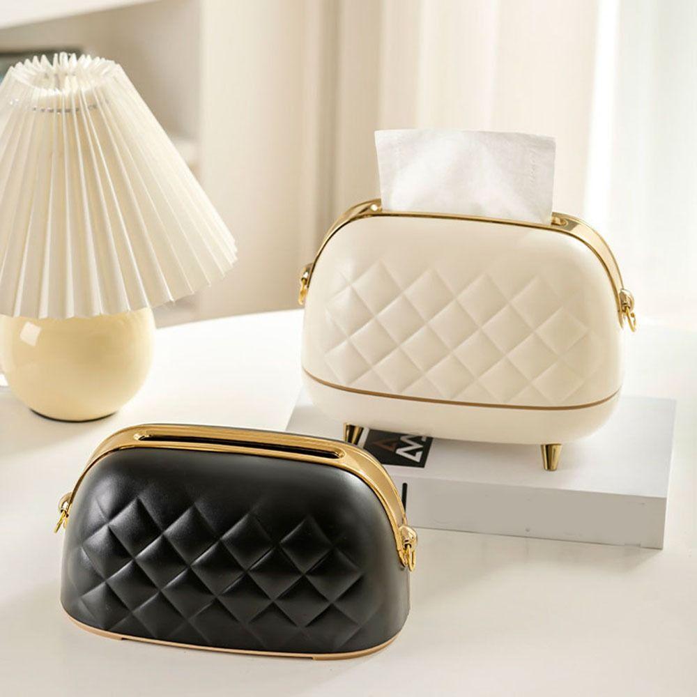 

Decorative Paper Towel Case Plastic Tissue Dispenser Modern Bag Shaped Tissue Box Living Room Beige-Style A