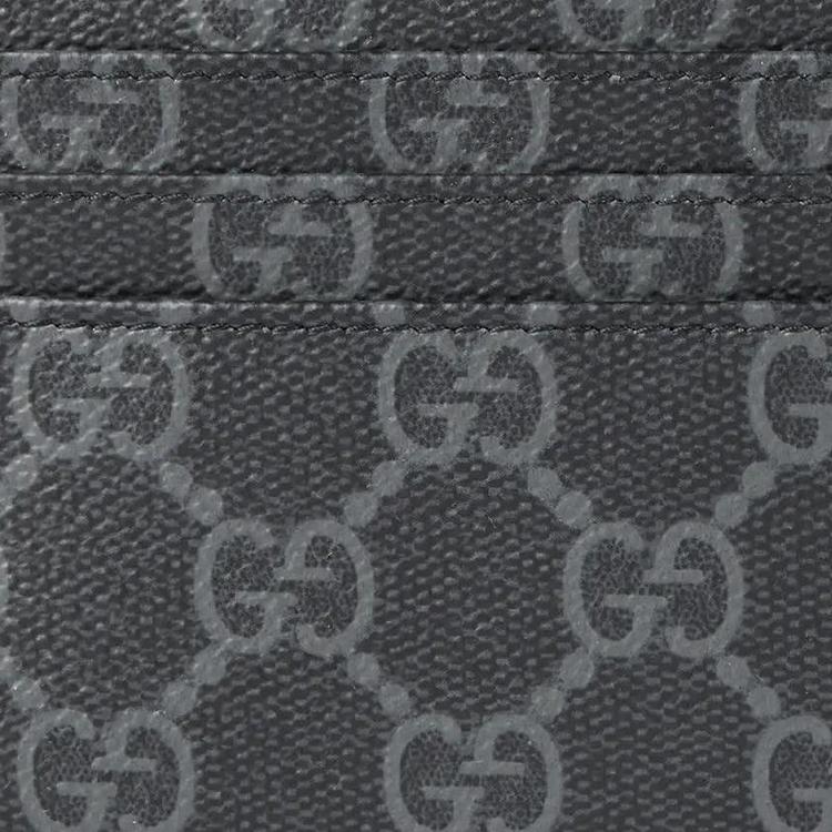 Gucci GG Monogram Canvas Card Holder Wallet In Black For Unisex Daily Use