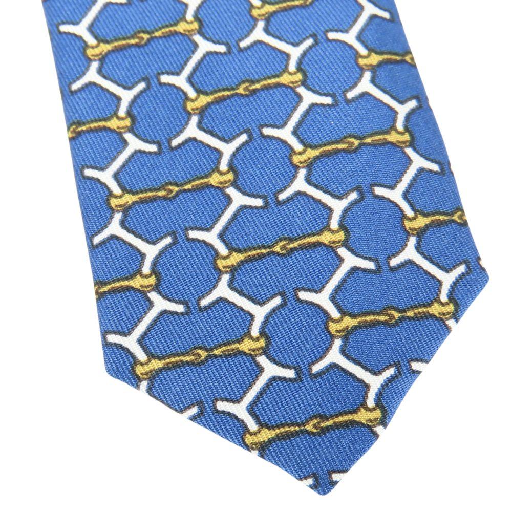 Gebrauchte HERMES Krawatte Toyota limitierte Edition Seide Blau Gold Business