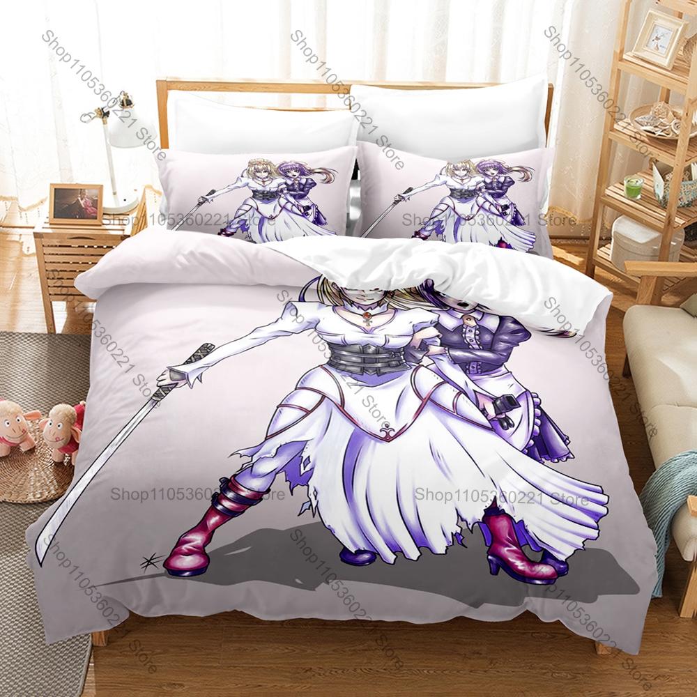 Cool Classic Dark Fantasy Samurai Anime Murder Princess Bedding Set 1 Duvet Cover + 2 Pillowcases HD Digital Print Bed Linen