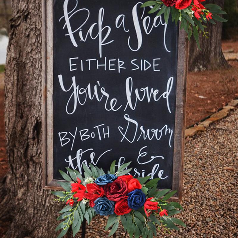 1 pár simulovaných girlandových umělých květinových závěsů pro svatební oblouk